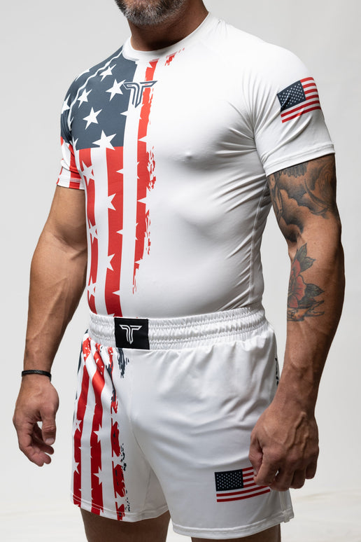 Stars & Stripes Short-Sleeve Rashguard - White