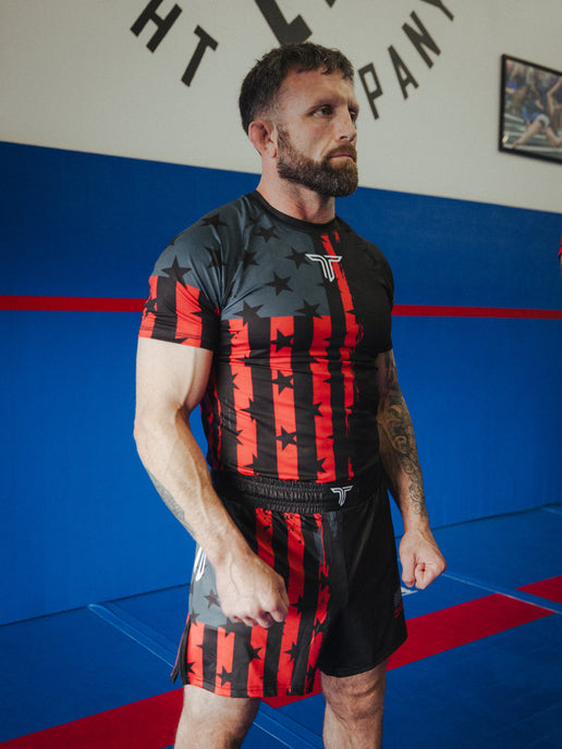Stars & Stripes - Black Fight Kit (5 & 7” Fight Short & Rashguard Bundle)