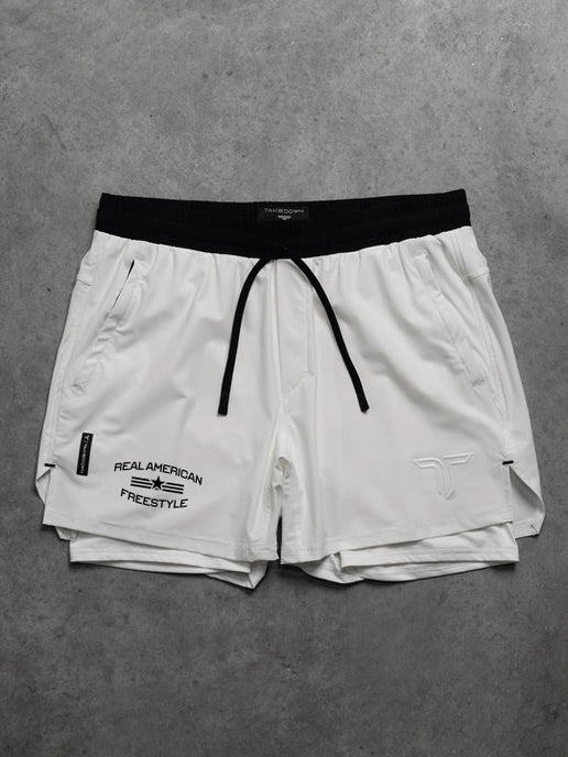 Real American Freestyle Intensity Lined Training Shorts (5”Inseam) - White