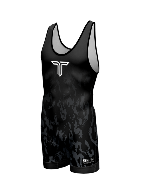 Youth Particle Camo Black Wrestling Singlet