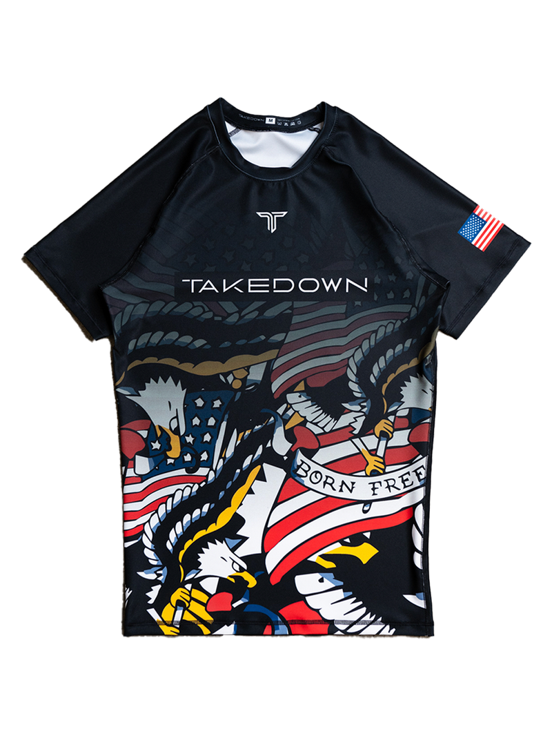 Youth Star Spangled Short-Sleeve Rashguard - Black