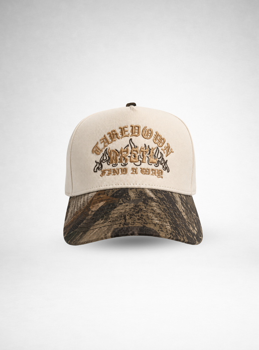 Hunter Camo A-Frame Snapback Hat - Tan