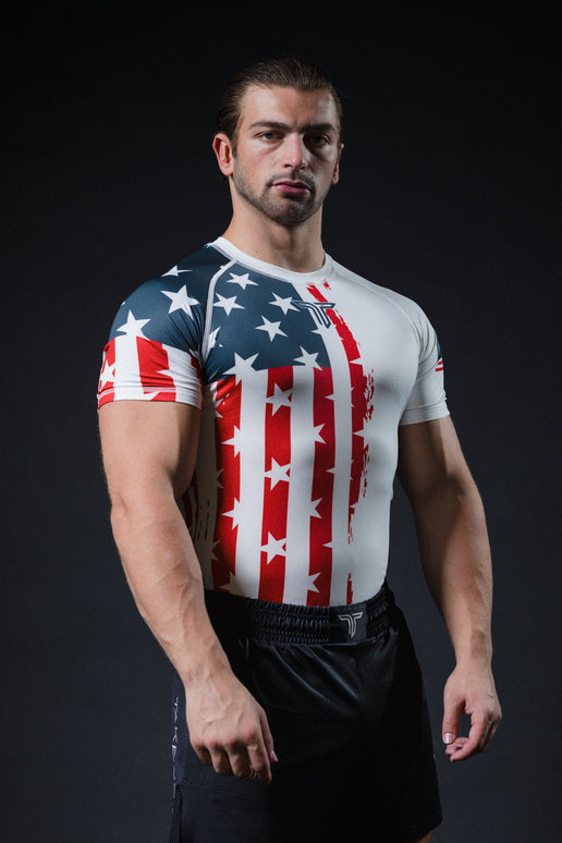Stars & Stripes Short-Sleeve Rashguard - White