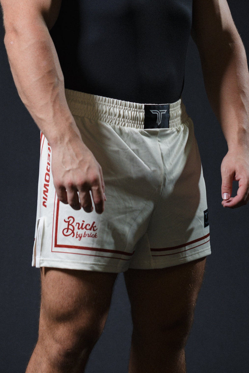 Brick By Brick Fight Shorts - Vintage White (5”&7” Inseam)