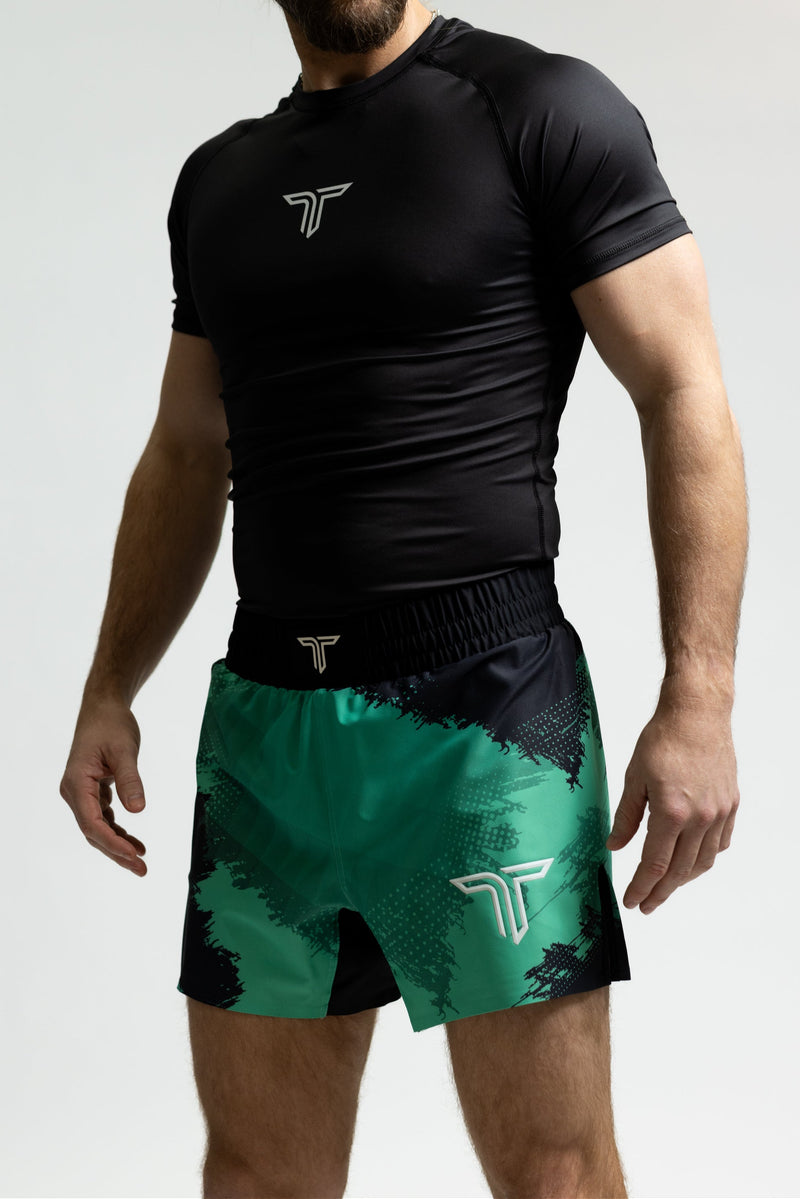 Green Kaos Camo Pro Fight Kit (5” & 7” Pro Fight Short & Rashguard Bundle)