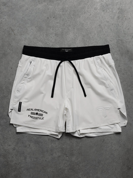 Real American Freestyle Intensity Lined Training Shorts (5”Inseam) - White