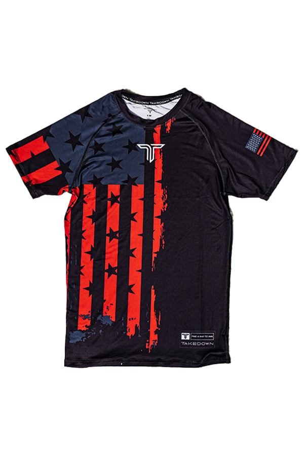 Youth Stars & Stripes Short-Sleeve Rashguard - Black