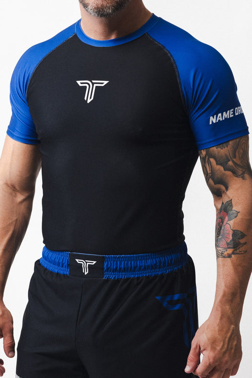 Ranked Jiu Jitsu Short-Sleeve Rashguard - Blue