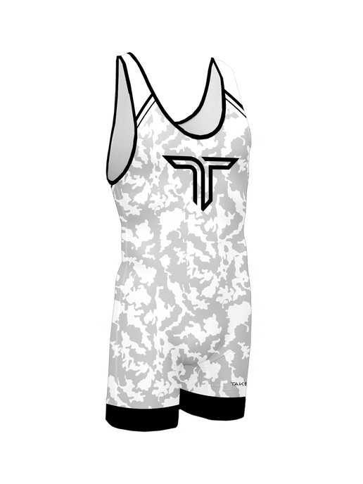 Youth White Camo Wrestling Singlet